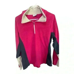 Columbia Sportswear Polar Pink Fuchsia 1/4 Zip Fleece Top Size Large